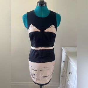 Yaya Nom De Plume Dress (Black and Nude Patterned, Mesh, XS)